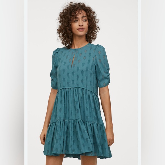 H&M Dresses & Skirts - H&M Babydoll blue-green mini dress size 8
